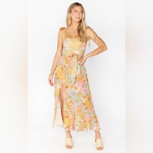 Groovy Bloom Square Neck Maxi Dress